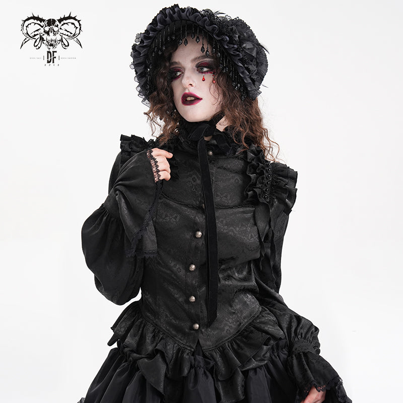 SHT122 Long Sleeve Stand Collar Gothic Blouse