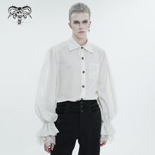 Load image into Gallery viewer, SHT08302 white daily Gothic Lantern Sleeve Shirts
