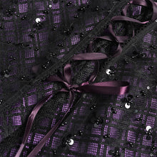 Load image into Gallery viewer, SKT25902 Sequined Mesh and Flat Grid-Paneled Lolita Miniskirt
