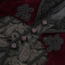 Load image into Gallery viewer, CT25402 RED Gothic faux two piece embossed dress coat
