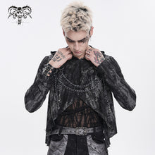 Load image into Gallery viewer, TT318 Black and Grey Two-Tone Distressed Striped Long-Sleeve Hoodie T-Shirt
