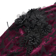 Load image into Gallery viewer, ECA02002 Gothic pattern women flared sleeves red velvet short lace shawl
