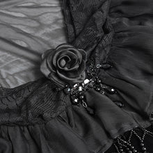 Load image into Gallery viewer, ECA021 Feather-decorated neckline faux silk Gothic shawl
