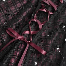 Load image into Gallery viewer, SKT25901 Sequined Mesh and Flat Grid-Paneled Lolita Miniskirt
