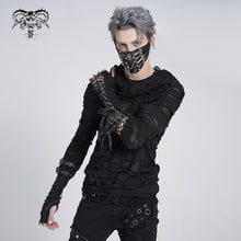 Load image into Gallery viewer, TT084 punk men ripped finger covered autumn hooded black top
