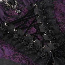 Load image into Gallery viewer, ECST00702 purple Gothic Pattern Jacquard Feather Rose Women sexy Corset
