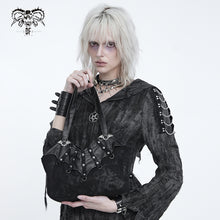 Load image into Gallery viewer, AS310 Foil-stamped twill punk handbag with bat-wing hem
