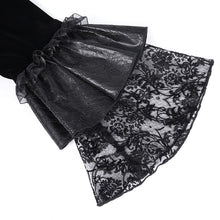 Load image into Gallery viewer, CT243 Reflective lace mesh stand collar gothic velvet women black jacket
