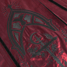 Load image into Gallery viewer, ESKT069 Burgundy Gothic Cross Embroidered Horse Face Skirt
