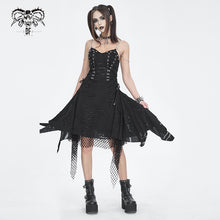 Load image into Gallery viewer, SKT201 Distressed knitted rhombus mesh heart-shaped suspender dress
