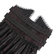 Load image into Gallery viewer, ESKT07002 Wine Gothic 3D velvet flower pattern skirt with corset
