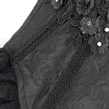 Load image into Gallery viewer, CST00801 Gothic Lace Up Rose Jacquard Pleated Suspender Corset
