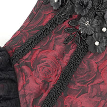 Load image into Gallery viewer, CST00802 Sexy Women Gothic Lace Up Rose Jacquard Pleated Suspender Corset
