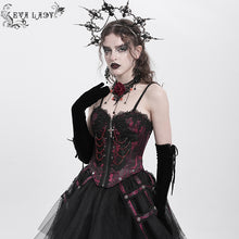 Load image into Gallery viewer, ECST00802 red Gothic fringed iris one-piece bustle corset for women
