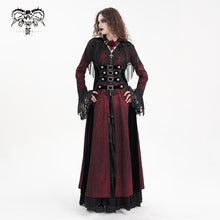 Load image into Gallery viewer, CT24702 Red Women Gothic long hooded long sleeve lace coat
