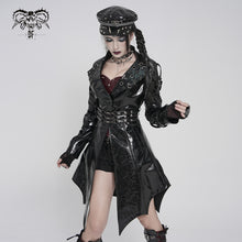 Load image into Gallery viewer, CT27601 Punk-Style Mid-Length Coat with Glossy Finish and Multiple Straps
