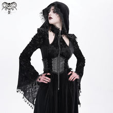 Load image into Gallery viewer, CT26001 Gothic shiny velvet halterneck hooded jacket

