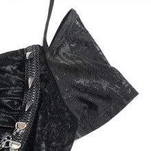Load image into Gallery viewer, TT311 Punk-Style Halter-Neck Velvet-Knit &amp; Mesh Patchwork Short-Sleeve T-Shirt

