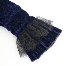 Load image into Gallery viewer, SHT13302 Blue Pleated velvet V-neck shirts
