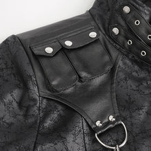 Load image into Gallery viewer, CT209 Cracked Faux Leather Men&#39;s Long Coat With Hanging Rivets studded bullet belt
