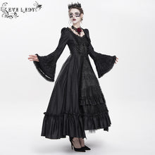 Load image into Gallery viewer, ESKT06601 Gothic Pattern Satin Rose Mesh Long Sleeve Dress
