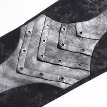Load image into Gallery viewer, PT295 Gold-Stamped Twill and Faux Leather Paneled Punk Trousers

