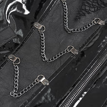 Load image into Gallery viewer, WT105 Punk Tree-Patterned Mesh &amp; Patent Leather Vest
