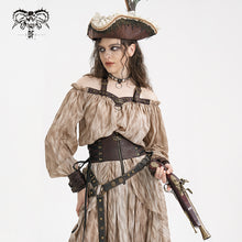 Load image into Gallery viewer, SKT20702 Brown pirate style High waist two-tone chiffon women Steampunk skirt
