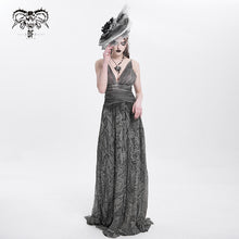 Load image into Gallery viewer, ESKT008 punk wedding branch embroidery smoky pattern sexy women silk chiffon halter dress
