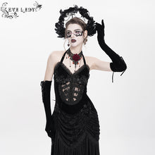 Load image into Gallery viewer, ESKT06501 Gothic velvet dress with fur collar
