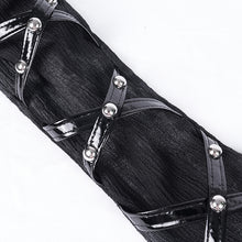 Load image into Gallery viewer, GE036 Punk Black Women Printed Leather Loops Half Gloves
