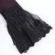 Load image into Gallery viewer, CT24702 Red Women Gothic long hooded long sleeve lace coat

