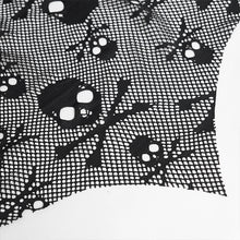 Load image into Gallery viewer, SKT25802 Punk Skull Mesh-Paneled, Snake-Print Faux Leather Micro-Mini Skirt with Multiple Straps
