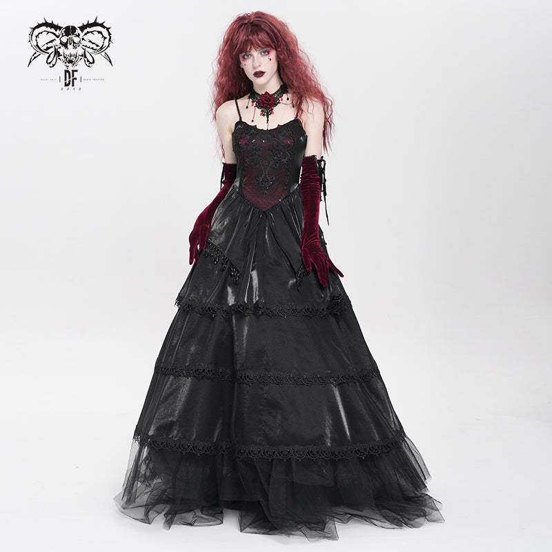 SKT243 Center front floral suspender dress