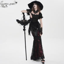 Load image into Gallery viewer, EAS045 Gothic Wood-Grain Cross Chain Decorative Winged Scepter
