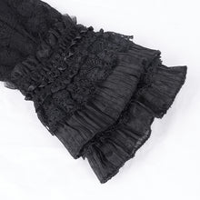 Load image into Gallery viewer, GE03701 Black Rose Flower Mid-Length Strap Gloves
