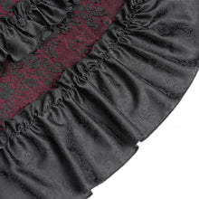 Load image into Gallery viewer, ESKT06602 Black and Red Gothic Pattern Satin Rose Mesh Long Sleeve Dress
