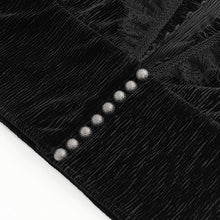 Load image into Gallery viewer, SHT13301 Black Pleated velvet V-neck shirt
