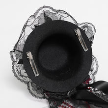 Load image into Gallery viewer, AS304 Lolita DIY Coffin-Shaped Lace Mini Top Hat Hair Clip
