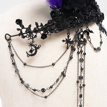 Load image into Gallery viewer, EAS033 Gothic black and purple feather antler crown
