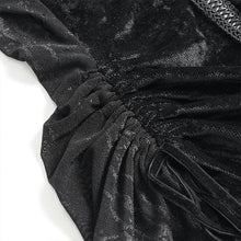 Load image into Gallery viewer, TT311 Punk-Style Halter-Neck Velvet-Knit &amp; Mesh Patchwork Short-Sleeve T-Shirt
