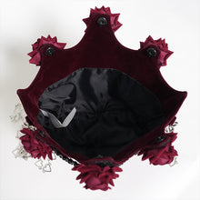 Load image into Gallery viewer, EAS04102 Wine Black Bat-Wing-Opening Velvet Handbag
