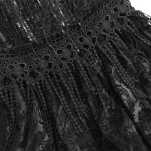 Load image into Gallery viewer, ESKT08001 Black Sequin-Embellished Mesh and Flocked Floral Mesh Fitted Fishtail Skirt
