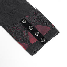 Load image into Gallery viewer, SHT15802 Black and Red Gothic-Style Long-Sleeve Shirt with Branch Pattern
