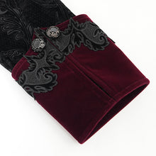Load image into Gallery viewer, CT26202 Black and red Gothic paisley jacquard fleece long coat
