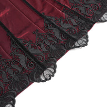 Load image into Gallery viewer, ESKT069 Burgundy Gothic Cross Embroidered Horse Face Skirt
