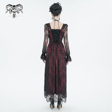 Load image into Gallery viewer, SKT171 Gothic wine red lace dropped waist dress
