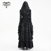 Load image into Gallery viewer, CT246 Gothic Women Flared Sleeves Tie-dyed flocked hooded cardigan jacket

