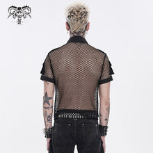 Load image into Gallery viewer, SHT162 Diamond Mesh Punk Shirt with Accordion Pockets Cuffs
