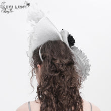 Load image into Gallery viewer, EAS02401 Grey and White Half-rimmed feather flower headband straw hat
